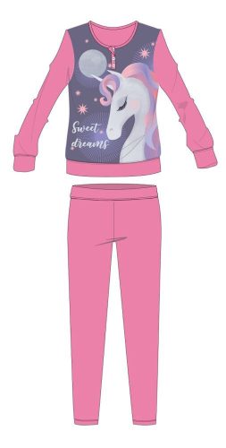 Pyjama d'hiver en coton Licorne pour enfants - pyjama interlock - rose avec inscription Sweet Dreams - 110