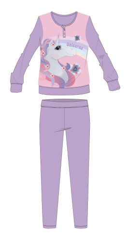 Licorne pyjama en coton d'hiver pour enfants - pyjama interlock - avec inscription Unicorno - violet clair - 110