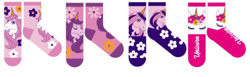 Chaussettes pour enfants licorne en coton pour enfants - 4 paires/paquet