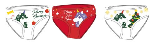 Culotte de fille de Noël licorne - 3 culottes en coton