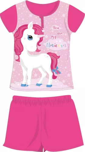 Pyjama en coton d'été à manches courtes pour enfants avec licorne - pyjama en jersey
