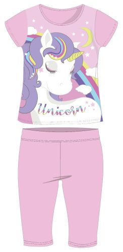 Pyjama en coton d'été à manches courtes pour enfants avec licorne - pyjama en jersey - rose clair - 98