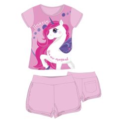   Licorne ensemble d'été en coton - ensemble t-shirt-short - rose clair - 110