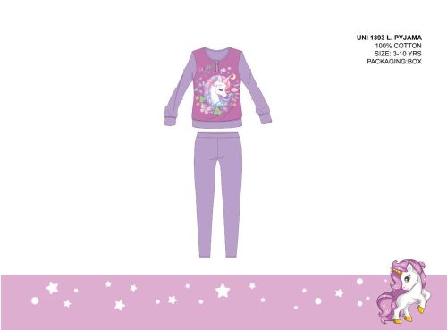 Licorne pyjama en coton d'hiver léger pour enfants - pyjama en jersey - violet - 122