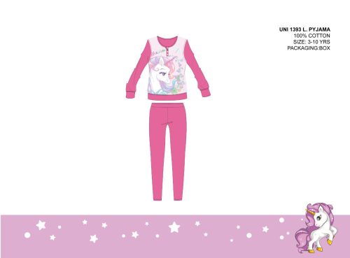 Licorne pyjama en coton d'hiver léger pour enfants - pyjama en jersey - rose - 122