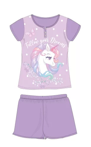 Pyjama en coton d'été à manches courtes pour enfants avec licorne - pyjama en jersey - rose - 110