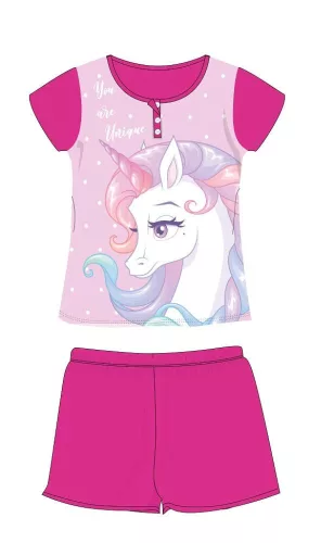 Pyjama en coton d'été à manches courtes pour enfants avec licorne - pyjama en jersey - rose - 116