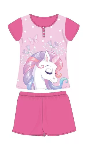 Pyjama en coton d'été à manches courtes pour enfants avec licorne - pyjama en jersey - rose clair - 116