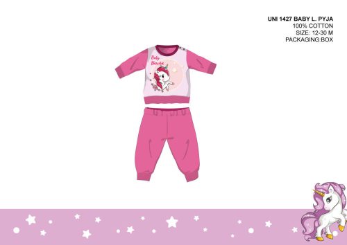 Pyjama de bébé licorne - pyjama en jersey de coton - rose foncé - 92