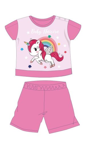 Pyjama d'été à manches courtes de bébé licorne - pyjama en jersey de coton - rose - 98