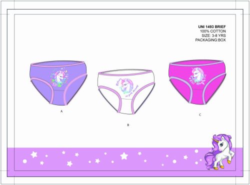 Culotte de fille licorne - 3 culottes en coton