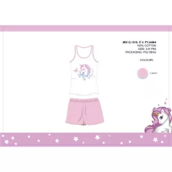   Pyjama en coton d'été sans manches pour enfants avec licorne - pyjama en coton - rose clair - 104