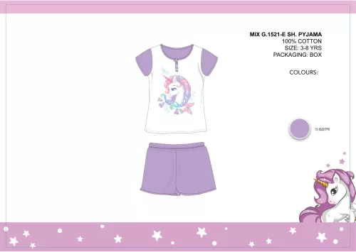 Pyjama en coton d'été à manches courtes pour enfants avec licorne - pyjama en jersey - violet clair - 116