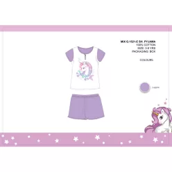   Pyjama en coton d'été à manches courtes pour enfants avec licorne - pyjama en jersey - violet clair - 104