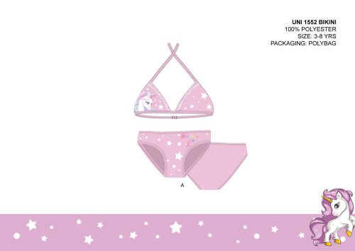 Maillot de bain deux pièces licorne pour filles - haut triangle bikini
