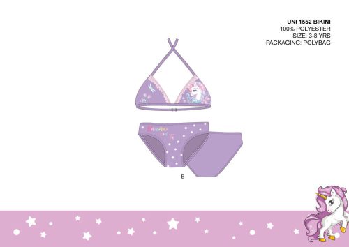 Licorne maillot de bain deux pièces pour filles - bikini avec haut triangle - violet clair - 116